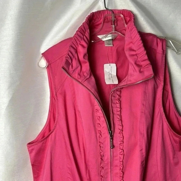 C J BANKS vest women 1X ,pink, fitted  ,frills,cotton,sporty,outdoors,Lagenlook - Picture 3 of 14